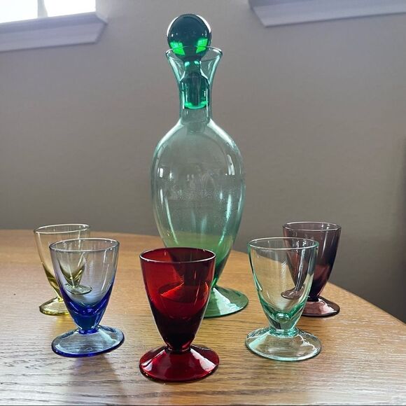 Château Orleans Multi Color Glass Cordial Decanter with Stopper Set - Picture 6 of 16